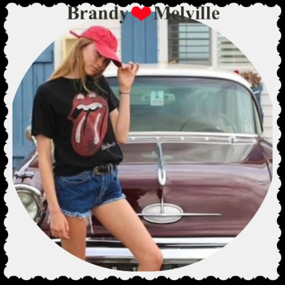 Brandy Melville Tops - Brandy Melville John Galt Black rolling Stones top